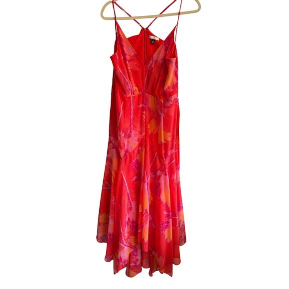 H by Halston Red Floral Strappy Maxi Flowy Boho Dress Sz 12 - Picture 3 of 6